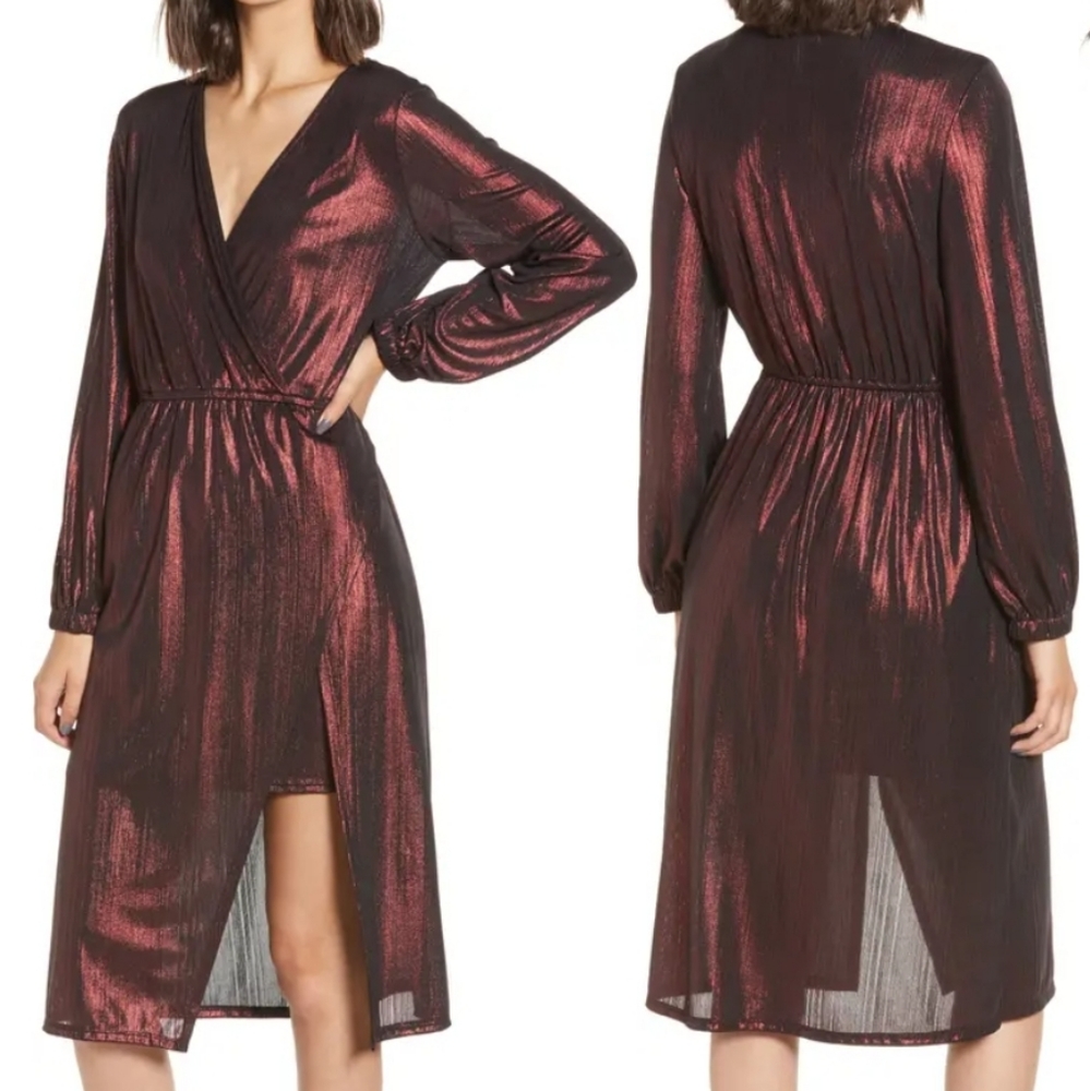 LEITH Nordstrom Ruby Red Metallic Dress - L